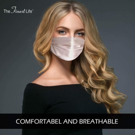 The Finest Life Silk Face Mask Reusable, Comfortable and Breathable | Adjustable Ear Loops | Adjustable Nose Wire (Champagne)