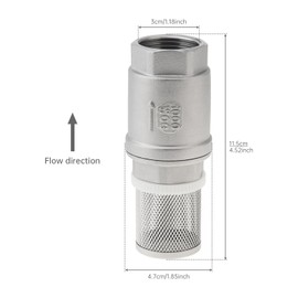 PNXKTXO G1" Foot Valve with Filter, DN25 Stainless Steel Spring Check Valves Non Return One Way Prevent Backflow for Well Pump (Foot Valve with Filter)