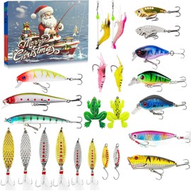 Fishing Advent Calendar 2024, 24 Days Christmas Countdown Fishing Lures Tackle Set for Adult Men Teen Boys, Xmas Surprise for Fisher, Father, Granpa, Brother, Boyfriend (A Sets 24 MIXED)
