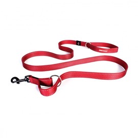 EzyDog Vario 4 Multi-Function Adjustable Dog Leash and Slip Lead - Converts to 6 Foot or 3 Foot - Perfect for Training and Reflective for Nighttime Safety - for Large and Medium Dogs (Red)
