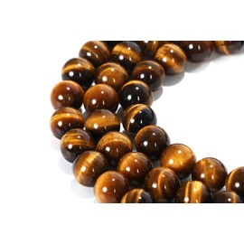 [SmileStone] High Quality 3A Yellow Tiger Eye Stone Yellow Tiger Eye, Round Ball 0.2 inch (4 mm), Sold in 1 Row (Approx. 15.0 inches (38 cm), Natural Stone, Power Stone Beads (0.1 - 0.2 inches (3 - 4