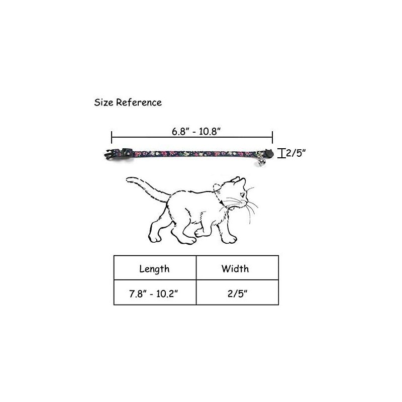 CHUKCHI 4 Pcs Cat Collars Safety Quick Release with Bell-Adjustable