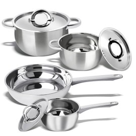 FUGA CRAFT 7-Piece Stainless Steel Cookware Set, Kitchen Pots and Pans for Gas, Induction & Ceramic Stovetops, Oven & Dishwasher Safe