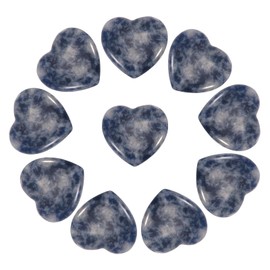 PATIKIL 10 Pcs Natural Heart Shaped Crystal Stone, 1 Inch Mini Polished Love Gemstone Crystal, Pocket Rock Engraved Worry Stones for Women Gifts Meditation, Blue White