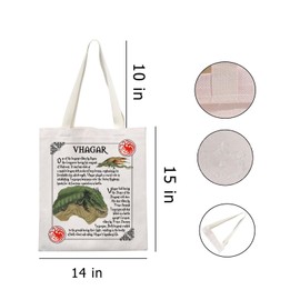 Zuo Bao Dragon Lover Tote Bag GOT Inpired Gift Dragon Vhagar Shopping Bag Fantasy Movie Book Lover Gift (Vhagar)