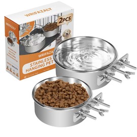 Wrifazaly Dog Crate Water Bowl No Spill, Dog Bowls for Small Size Dog, 2 Pack Kennel Water Food Bowls Hanging, Stainless Steel Crate Cage Feeder Dish Bowl for Dogs Small Animals
