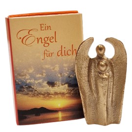 Herzmensch An Angel for You Made of Solid Bronze 3 x 4.5 cm Guardian Angel for Birth, Christening, Christmas, Birthday, Communion, Wedding