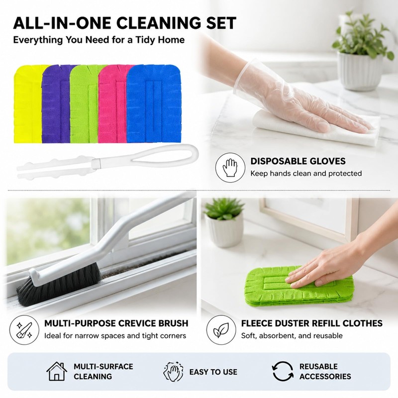 Dusting Kit - Washable Duster - Crevice Cleaning Brush -