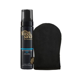Bondi Sands Self Tanning Set - Selbstbräuner Schaum für dunklere Hauttöne, Inhalt: 200 ml - Mit Anwendungshandschuh - Self Tanning Foam Dark mit Aloe Vera - Streifenfreie Bräune