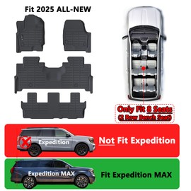 Floor Mat for Ford Expedition MAX 2025 (Only for 8 Seats) TPE All Weather Protection Car 1st and 2nd 3rd Row Full Set Floor Liners