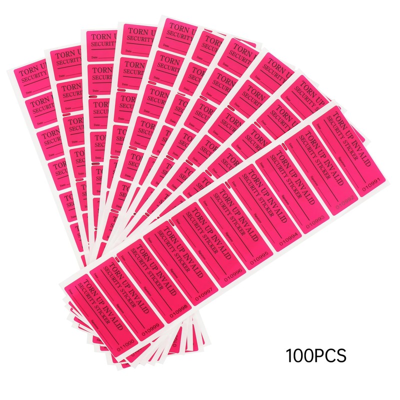 RLSYM 100Pcs Tamper Evident Security Labels 1x3 inch Red No