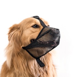 Dog Muzzle with Breathable Mesh for Small Medium Large Breeds - Allows Panting and Drinking, Won't Rub Nose(S,Black)