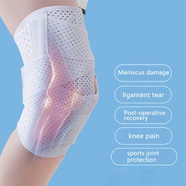ANAMPION Knee Support, Knee Pads with Velcro Fastening and Patella Opening, Foldable Knee Support for Men and Women, Adjustable Knee Support for Swollen ACL Tendon Band (White, L)