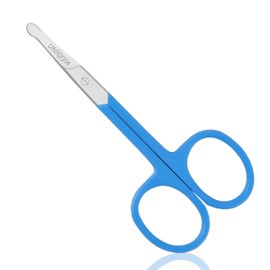 UNIQIYA Nose Hair Scissors - 3.5'' Nose Hair Scissor for Men and Women. Rounded Tip Small Scissors for Grooming, Eyelash, Eyebrow and Facial Hair - Blue Color