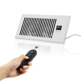 Xcity Quiet Register Booster Fan, Intelligent 4"x10" Vents, 10-speed, Air Vent Fan with Remote Control & Thermostat, Smart LED Display Ideal for HVAC, Integrated Heating & Cooling, White