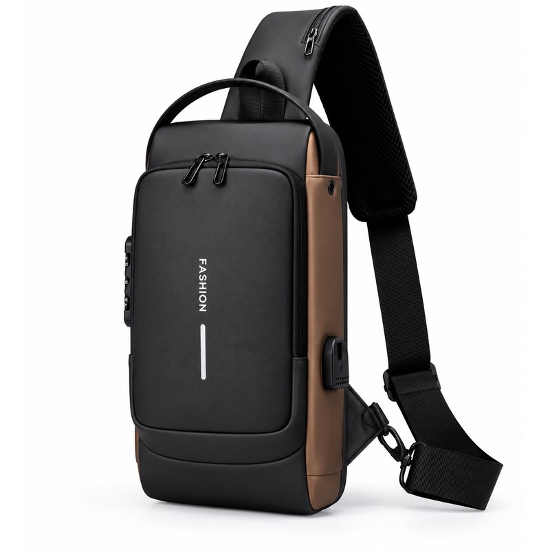 Anti-Theft Chest Bag with Combination Lock & USB Port –
