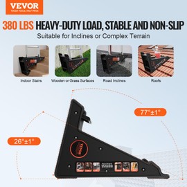 VEVOR Ladder Levler, 380lbs Load PP Ladder Leveling Tool, Pitch Hopper, Stair Ladder Stabilizer with Storage, Easy to Use Stable Platform for All Surfaces,Extension Ladder Accessory for Uneven Ground