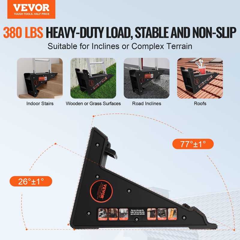 VEVOR Ladder Levler, 380lbs Load PP Ladder Leveling Tool, Pitch