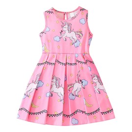 Little Girls Summer Dress Sleeveless Unicorn Cute Prints Kids Toddler Cartoon Pattern Clothing Princess Dresses 5T