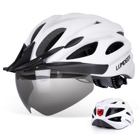 LUMDEER GENERUP Adult Bike Helmet 3 in 1 with Visor & Lights & Goggles - Certified Bicycle Helmet Lightweight Premium Quality, Adjustable Dial & Straps, Interior Padding, Air Vents for Men Women