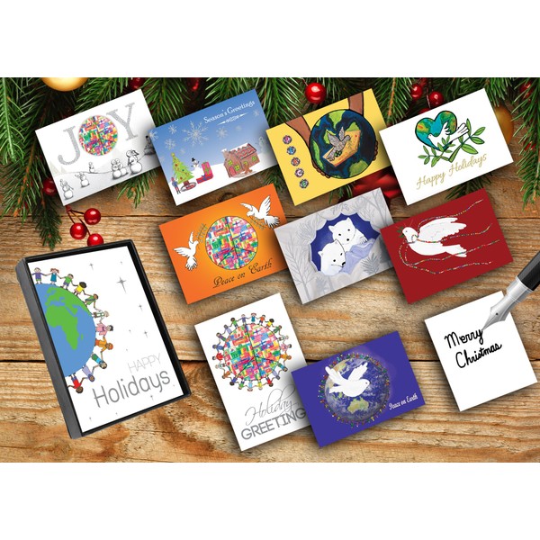 Assorted Holiday Greeting Cards for Business-50 Cards, Made From Children's