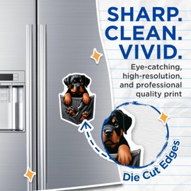 (2 Pack) Puppy Magnets - Rottweiler Magnets - Dog Fridge Magnets - Cute Dog Magnets - Animal Lover Magnets - 5" On Longest Side - for Cars, Fridges, Toolboxes - Made in USA - MAG4379