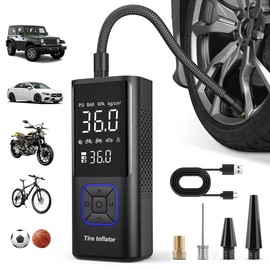 Powools  Portable Car and Inflatables Tire Inflator with Large-Capacity Battery, Wireless Digital Display, and Enhanced Safety Features Vehicle:_Limited time 7008 Blue