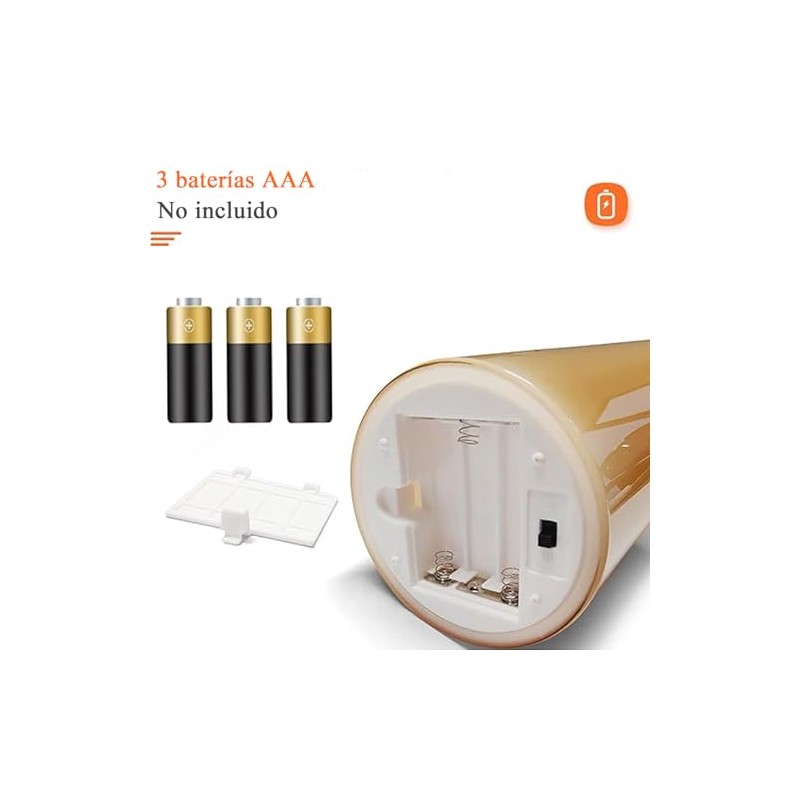 3PCS Velas LED Sin Llama, Velas Decorativas (Cabezal fijo dorado)