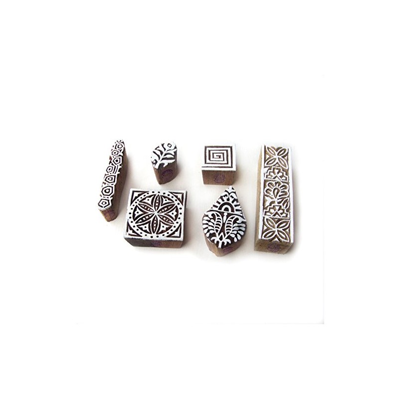 Royal Kraft Designer Square and Spiral Designs Wood Print Blocks