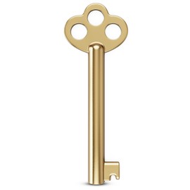KY-6 Skeleton Key Hollow Barrel - Antique, Vintage Modern Cabinet Doors, Drawers, Dressers and Grandfather Clocks (Brass, Pack of 2)