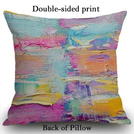 Smooffly Throw Pillow Case Paint Oil paints Abstract print Multicolor Cushion Cover 18x18 inch Linen Square Throw Pillow Cover for Living Room Sofa Couch Bed Pillowcase 45cm x 45cm