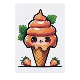 'Kawaii Style Ice Cream Cone ' Temporary Tattoo - Water Resistant, Skin-Safe, Non-Toxic Transfer (TO00069917)