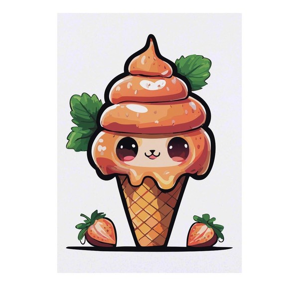 'Kawaii Style Ice Cream Cone ' Temporary Tattoo - Water