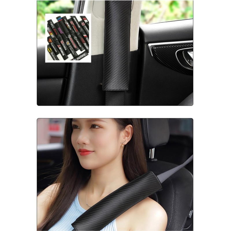 Poecar Seat Belt Pad Shoulder Cover Soft Material Embroidered Carbon