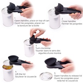 Starfrit Mightican Manual Can Opener - Safe, Comfortable & Effortless, Black