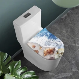 COEQINE Sea Beach Toilet Seat Cover Winter Toilet Lid Cover Bathroom Lightweight Washable Cover