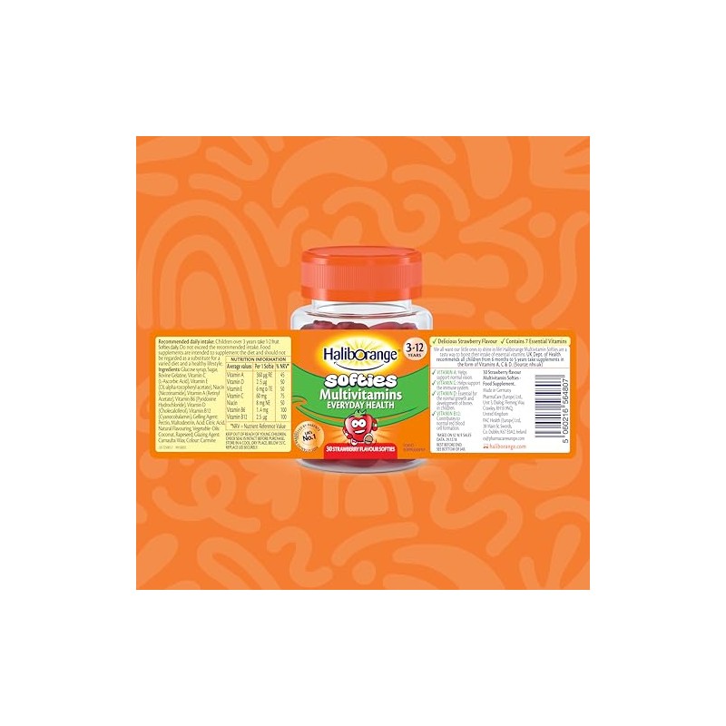 Haliborange, Kids Multivitamins Softies, Strawberry, 30 count