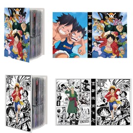 Onepiece Card Binder, 2PCS Luffy Card Collection Folder 4 Pocket Card Binde, Roronoa Zoro 240 Pockets Card Binder Collection Folder with 30 Sleeves Card Folder Suitable for Game Card Collection