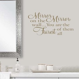 Mirror Mirror On The Wall You are The Fairest of Them All Vinyl Wall Decal | Girls Bedroom Décor | Girls Bathroom Décor | Gold