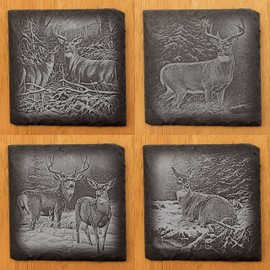 Deer Wildlife (4 images) Set #1 Coasters - Square Slate - set of 4