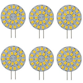 Best to Buy (6-Pack) Dimmable 3-Watt T4 G4 disc LED Bulb 12V 24V AC/DC, 24SMD2835 LED, White Color (Jc10 Bi-pin 15-22w Replacement) (24)