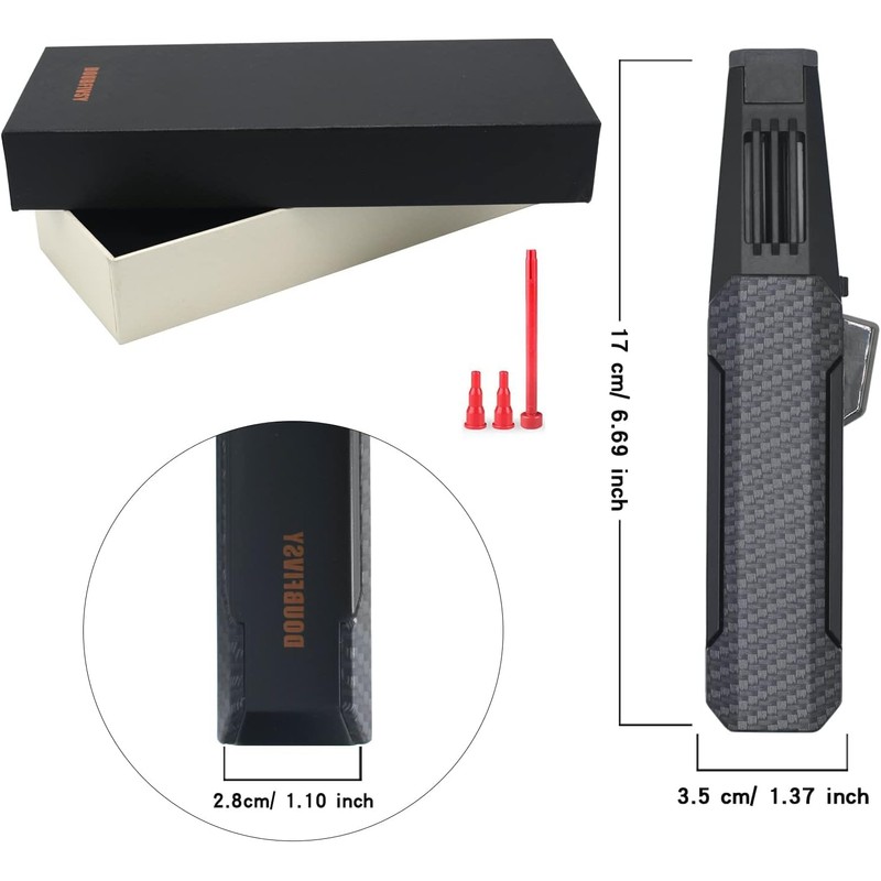DOUBFIVSY Butane Torch Lighter, Refillable Kitchen Cooking Torch with Safety