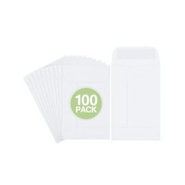 #1 Coin Envelopes Eupako 100 PCS 2.25x 3.5" White Small Parts Envelope with Gummed Flap Kraft Seed Envelopes for Garden, Home and Office