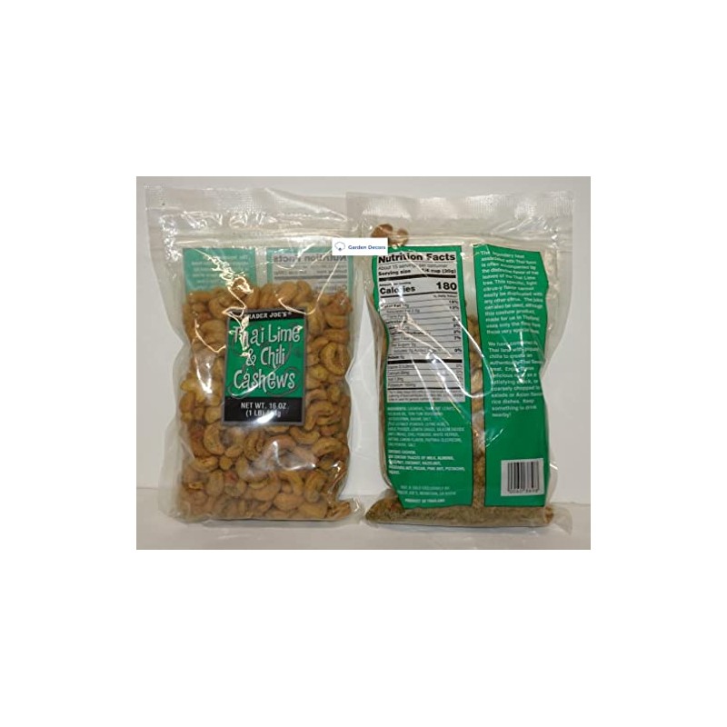 Trader Joe’s Thai Lime & Chili Cashews 16oz 454g (Two