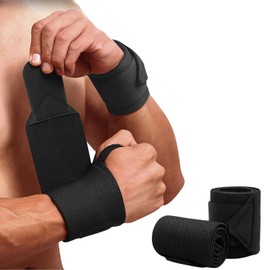 KIDS CHOICE Muñequeras Gym, 1 Par Correas de Muñeca con Sujetador de Pulgar, Muñequera Elástica para Levantamiento de Pesa, Soporte para Proteger Muñeca, Muñequeras Resistencia para Gimnasio(Negro)