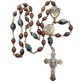 Holy Face of Jesus Sacred Bleeding Heart Pieta Bronze Red Jasper Chaplet