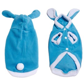 NACOCO Dog Bunny Costume Christmas Cat Halloween Rabbit Winter Hoodie Easter Pet Soft Fleece Bunny Outfit with Hood for Small Dogs Puppies Cats (S, Blue)