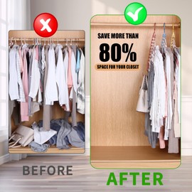 SLMT Magic Hangers 10 Pack Space Saving Closet Organizers College Dorm Room Essentials Space Saver Cascading Hangers with 9 Holes (Pink)