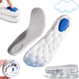 Sport Insoles Ultra-Soft Latex Insoles for Men & Women - High Elasticity, Shock Absorption, Sweat-Absorbing, Thickened Comfort for Running Training Hiking Orthotic Comfort Insoles for Sneakers M(EU 41-42)