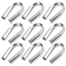 10Pcs Tube Thimble, Stainless Steel Rope Protection Tube Thimble with Gusset for 6mm/0.2' Wire or Synthetic Winch Rope, for Hiking Camping Pulling